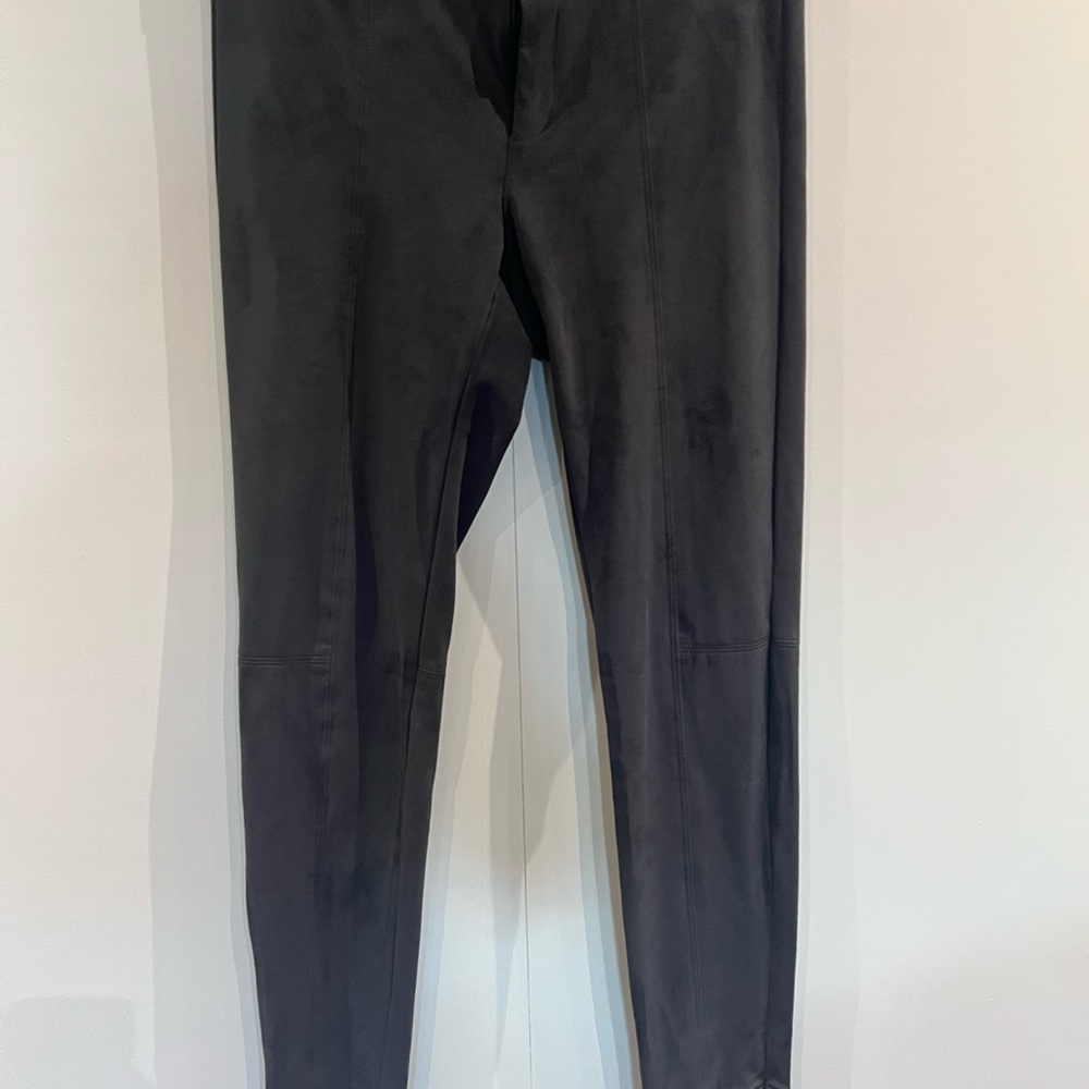 Banana Republic Faux Suede Charcoal Leggings with zippers at ankles